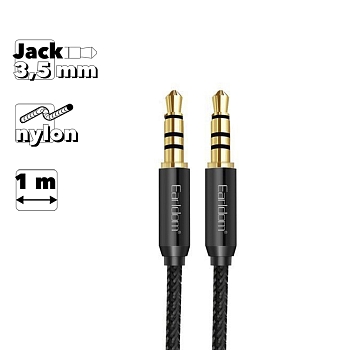 Аудио кабель (AUX) Earldom ET-AUX02 3.5mm Gold PlatingvProcess, 1 метр, черный