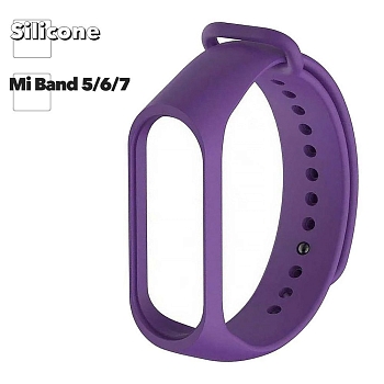 Браслет для фитнес трекера Mi Band 5, 6, 7 (фиолетовый/европакет)