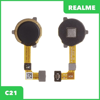 Шлейф для Realme C21 сканер отпечатка пальцев (черный)