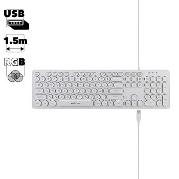 Клавиатура проводная с подсветкой Smartbuy ONE 328 USB белая (SBK-328U-W)