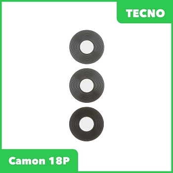 Стекло задней камеры для Tecno Camon 18P (CH7N) (без рамки) (черный)