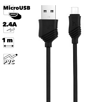 USB кабель Hoco X6 Khaki Micro Charging Cable, 1 метр, черный