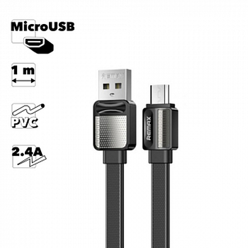 USB кабель REMAX RC-154m Platinum Pro MicroUSB, 2.4А, 1м, PVC (черный)