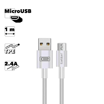 USB Дата-кабель Earldom EC-098M MicroUSB, 1 метр, белый
