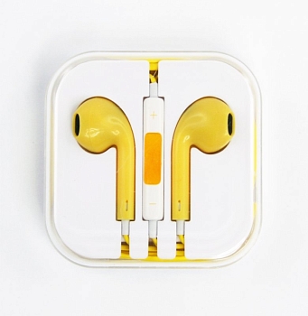 Гарнитура для Apple iPhone, iPod и совместимые (желтая/коробка)