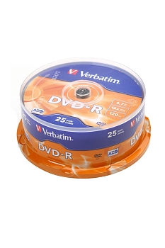 Записываемый компакт-диск Verbatim 43522 DVD-R 4.7Gb 16x CB/25, 1 штука