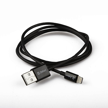 USB кабель передачи данных Zetton MFi разъем для Apple Lightning 8 pin черный (ZTUSBMFI1A8)
