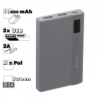 Внешний аккумулятор (АКБ) Power Bank ReMax Linon Pro Series 10000 mAh RPP-53 Li-Pol (серый)