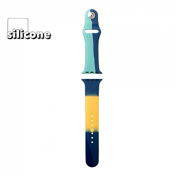 Ремешок для Apple Watch (38мм, 40мм), силиконовый, голубой/желтый/синий