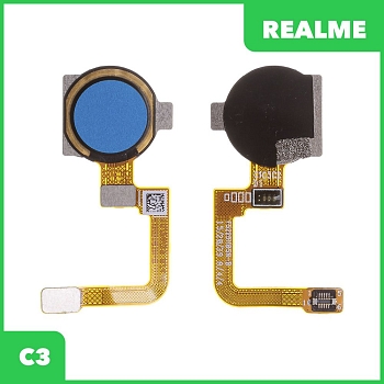 Шлейф для Realme C3 сканер отпечатка пальцев (синий)