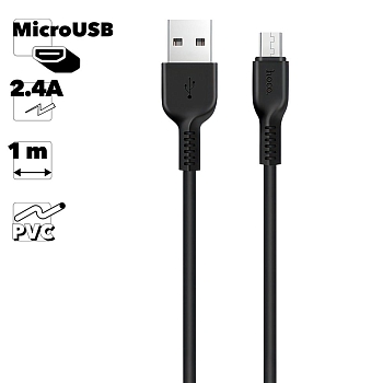 USB кабель Hoco X20 Flash Micro Charging Cable, 1 метр, черный
