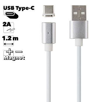 USB Дата-кабель Magnetic Cable магнитный Charge&Sync USB Type-C (белый, коробка)