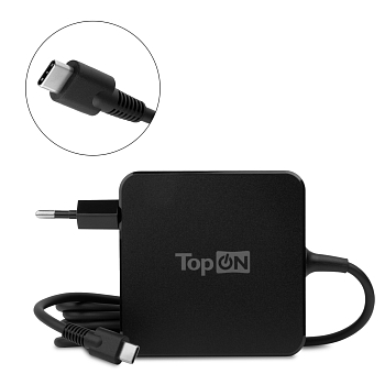 Блок питания для ноутбука TopON 100W кабель Type-C, Power Delivery, Quick Charge 3.0, в розетку, кабель 240 см, TOP-UC100