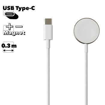 Беспроводное ЗУ COTEetCI WS-21 для iWatch, USB-C, 0.3M (белый)