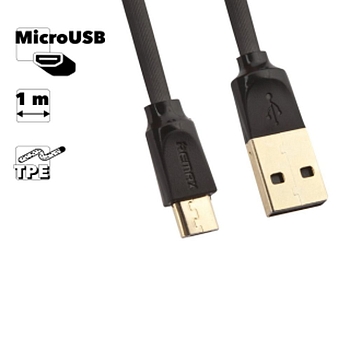 USB кабель REMAX RC-041m Radiance MicroUSB, 1м, TPE (черный)