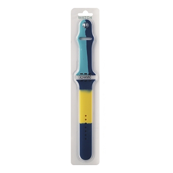 Ремешок для Apple Watch 42 (44мм) силиконовый голубой/желтый/синий