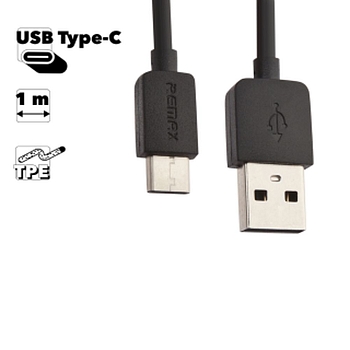 USB кабель Remax Light Series 1M Cable RC-006a USB Type-C, черный