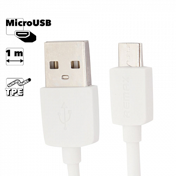 USB кабель REMAX RC-06m Light MicroUSB, 1м, TPE (белый)