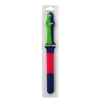 Ремешок для Apple Watch 42 (44мм) силиконовый, зеленый/розовый/сиреневый