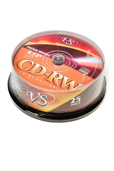 Перезаписываемый компакт-диск VS CD-RW 80мин, 4-12x CB/25, 1 штука