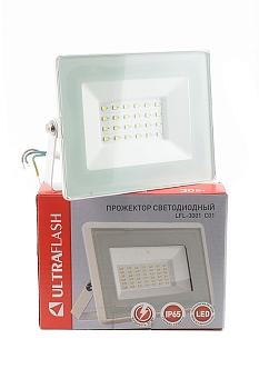 Прожектор ULTRAFLASH LFL-3001 C01 светодиодный, 30Вт, 6500К, IP65 белый